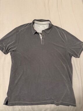 Tommy Bahama Men's Short-Sleeve Polo in Charcoal super soft
